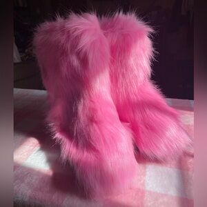 Pink faux fur boots brand new in bag